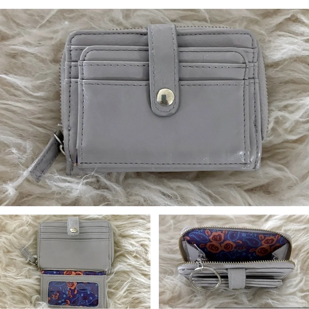 Cream Card Holder Coin Pouch Key Ring Wallet
